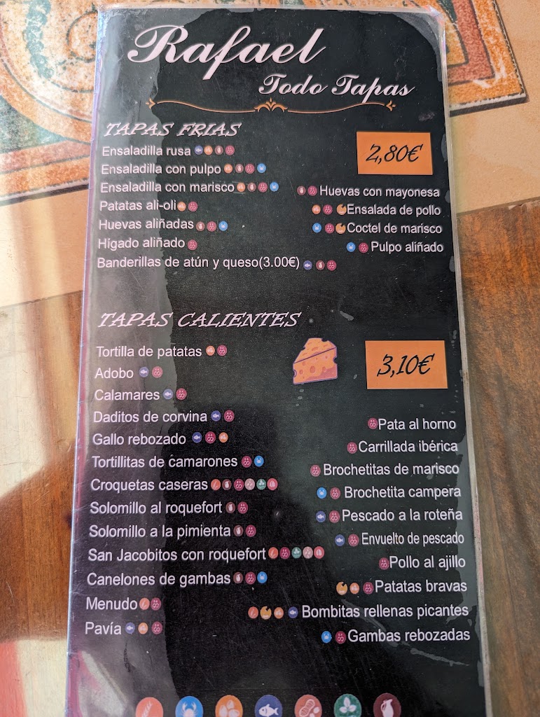 Restaurante Rafael Todo Tapas — Carta