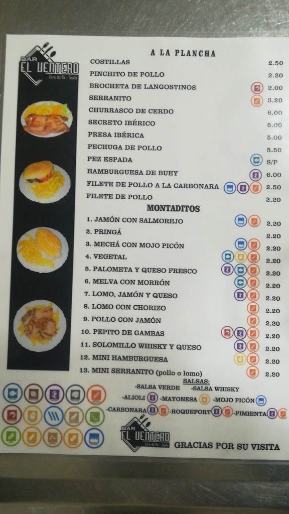 Bar El Ventero 2.0 — Carta
