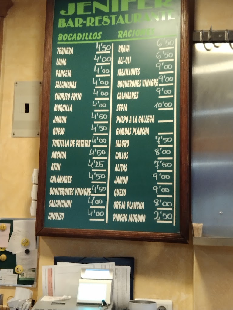 Restaurante Jenifer — Carta