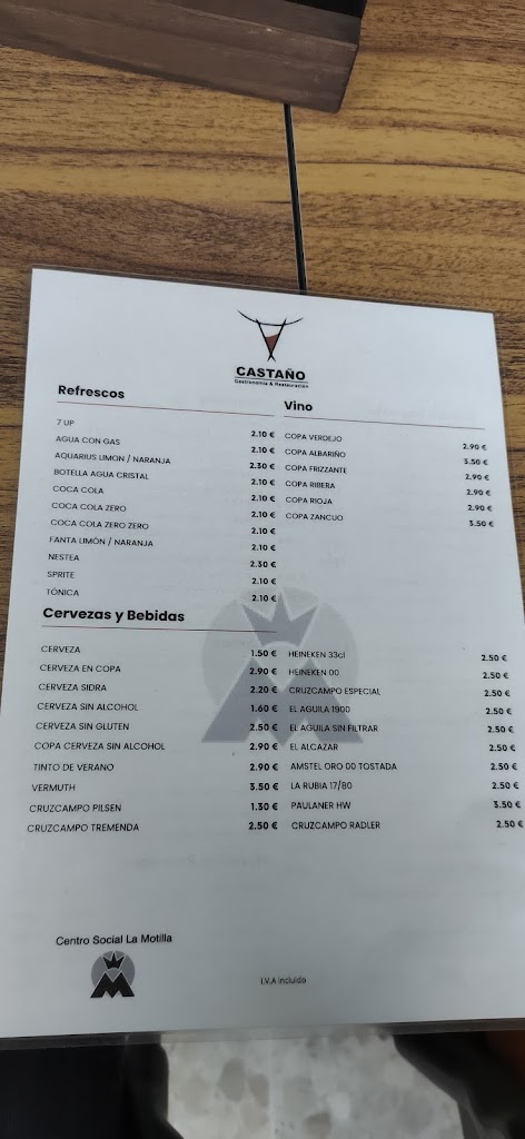 Centro Social La Motilla — Carta