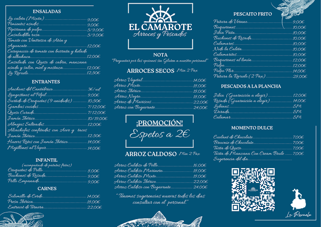 El Camarote - Pescado Fresco y Frito en La Caleta de Velez | Grupo La Revuelo — Carta