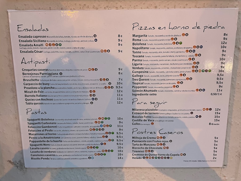 Penda's 130 italian food — Carta