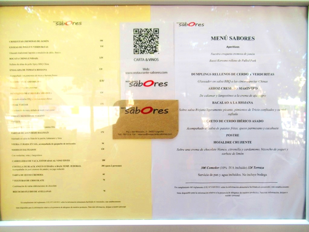 Restaurante Sabores — Carta