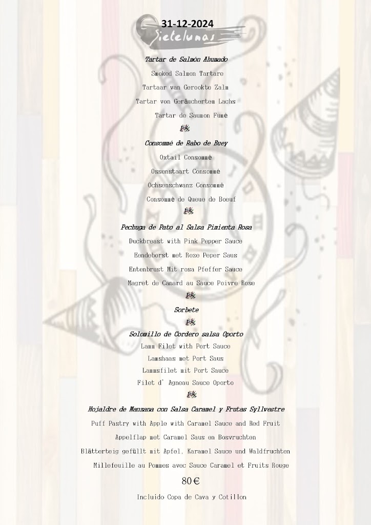 RESTAURANTE Sietelunas. — Carta