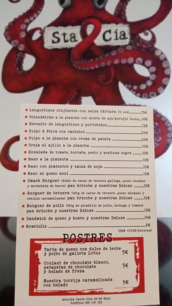 Restaurante Sta&Cia — Carta