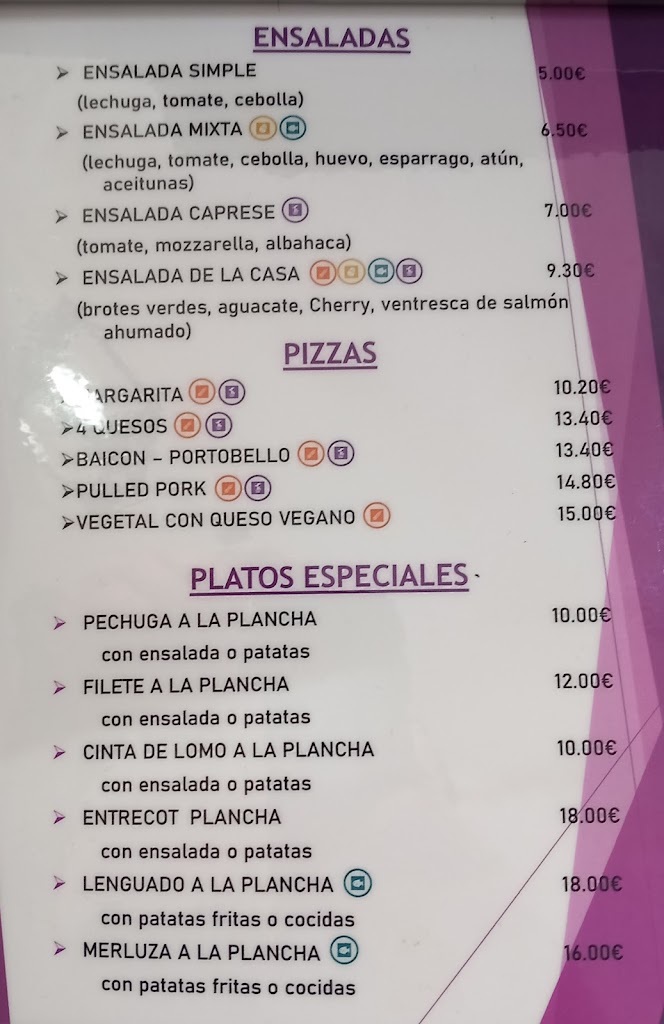 El Rinconcito cafe bar — Carta