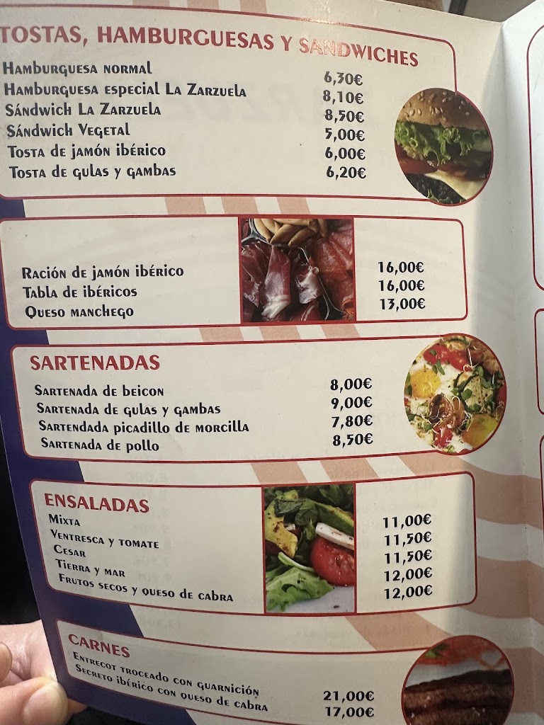 Restaurante La Zarzuela — Carta