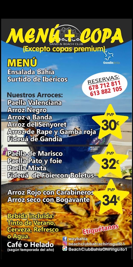 Beach Club Bahia — Carta