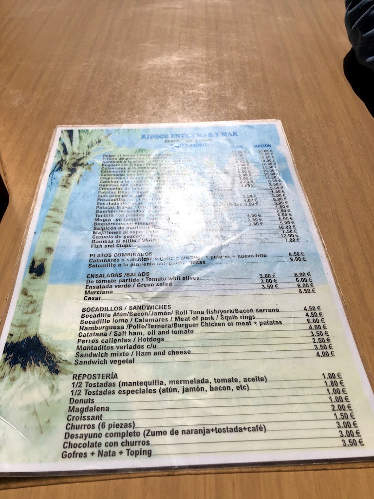 Kiosko Entre Mar y Mar — Carta