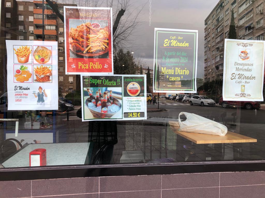 Cafeteria El Mirador Bar — Carta