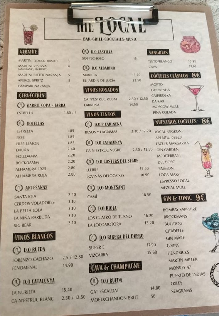 Restaurante THE LOCAL — Carta