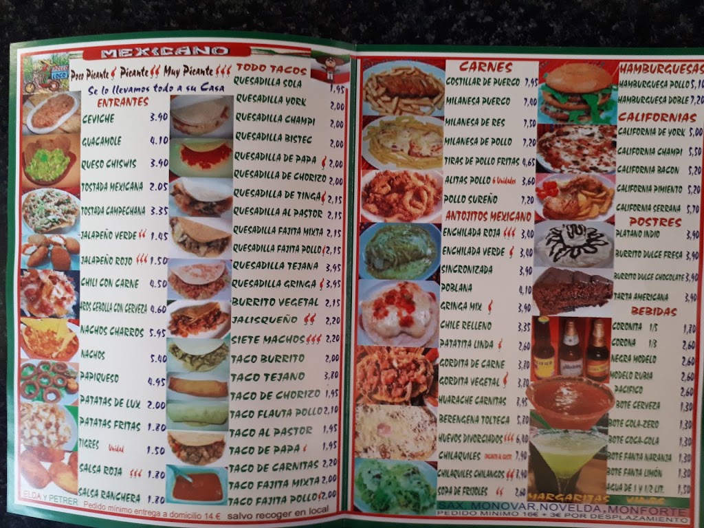 Restaurante Mexicano Pollo Loco Elda — Carta
