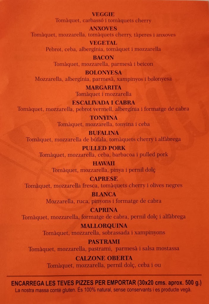 Pizza Tall — Carta