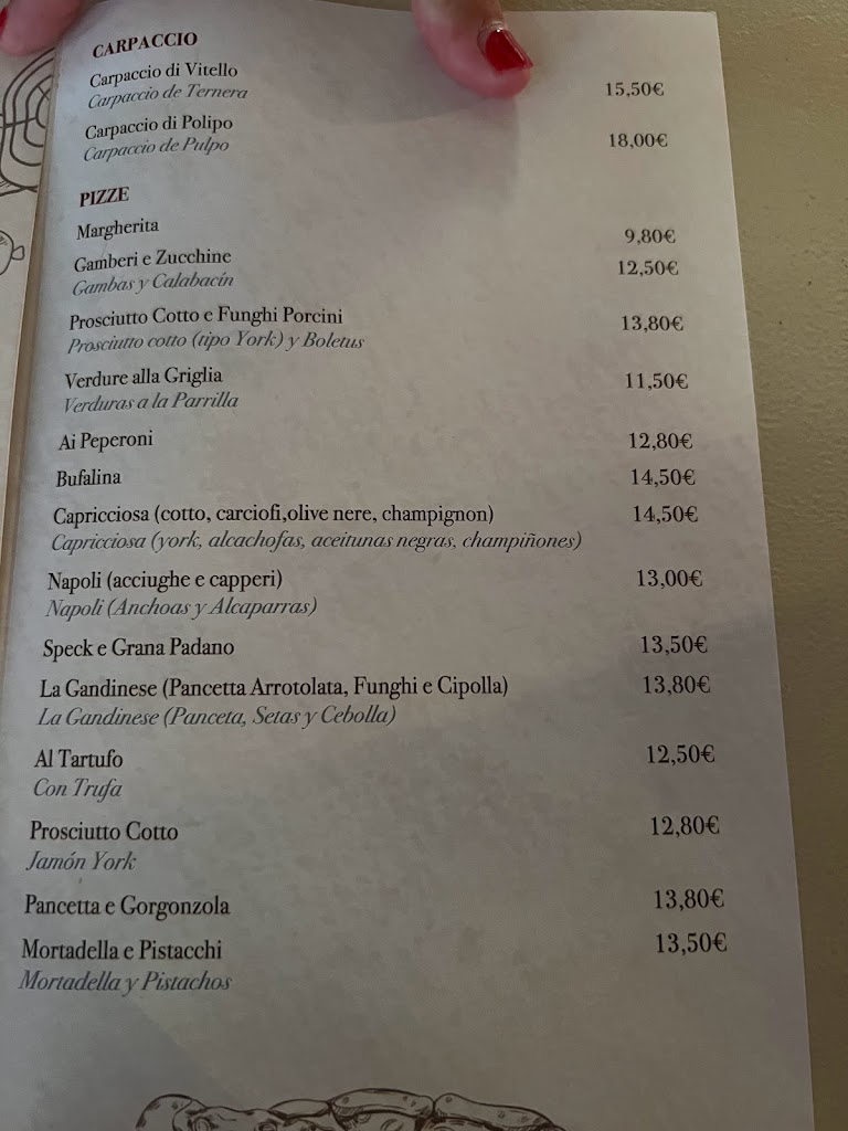 Trattoria La Gandinese — Carta