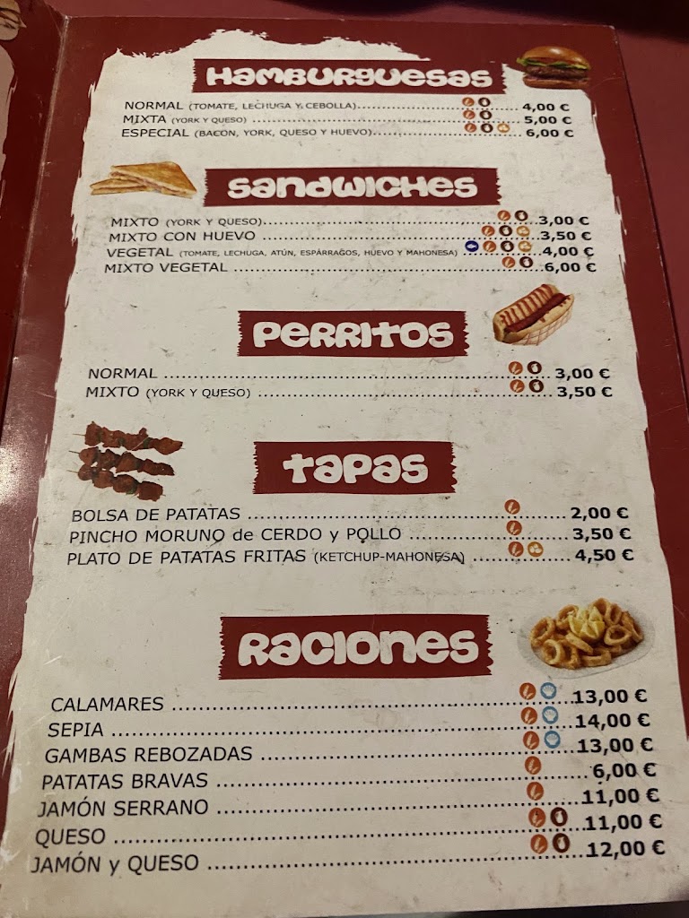 Bar Terraza de Verano Hilario — Carta