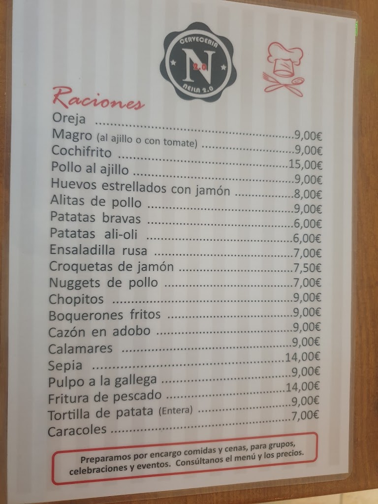Cerveceria Neila 2.0 — Carta