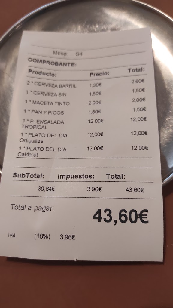 Baraka Cafe Bar — Carta
