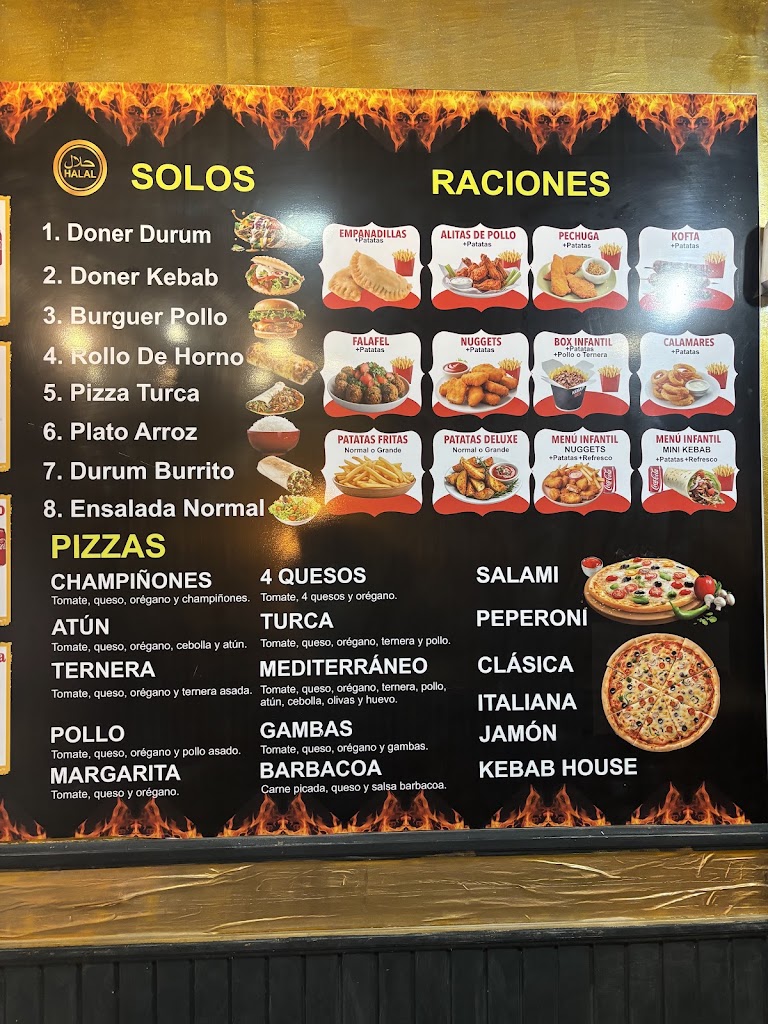 Borriana Doner Kebab House y pizzeria — Carta