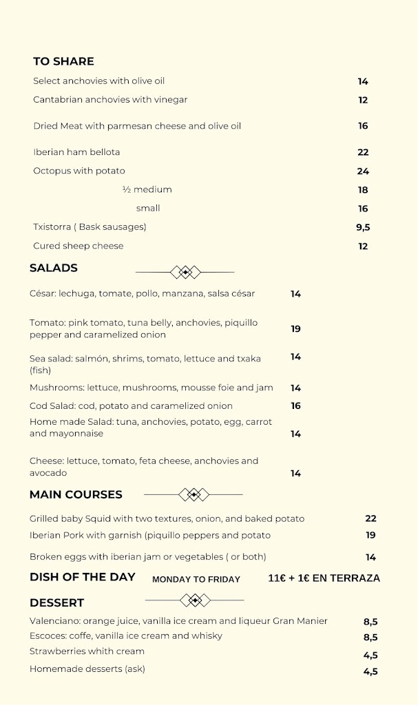 Bar Jaime — Carta