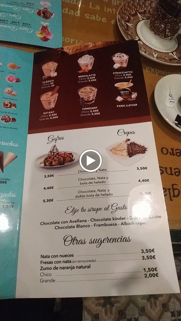 Cafeteria Heladeria Fran — Carta