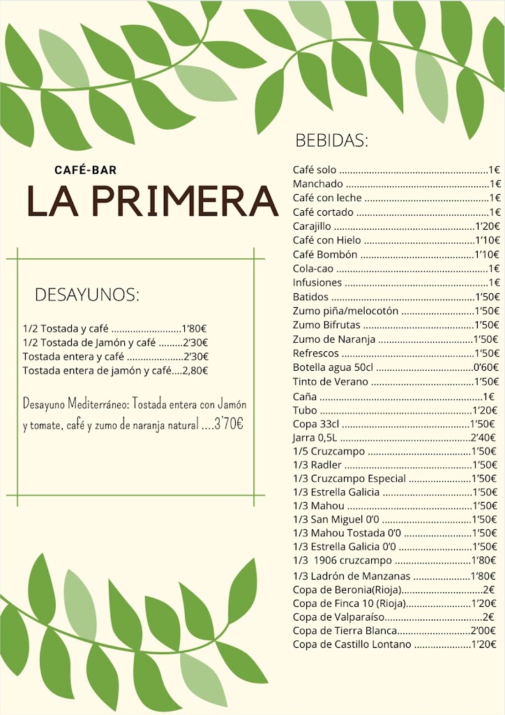 Cafe-Bar La Primera — Del propietario