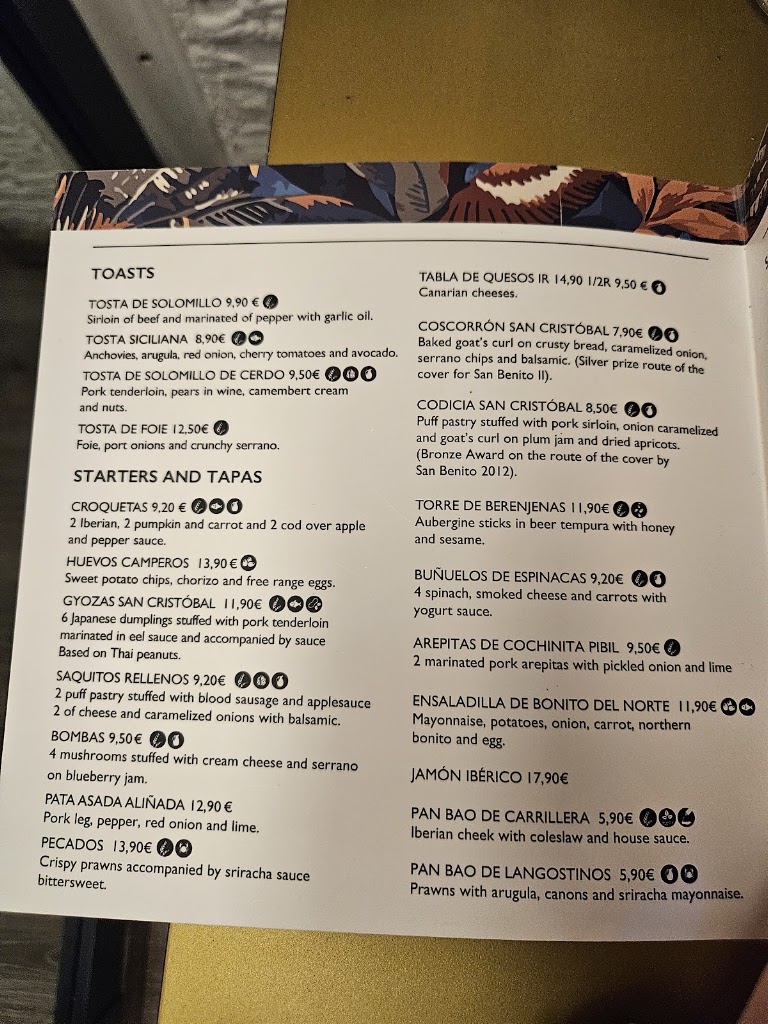 San Cristobal Gastrobar — Carta