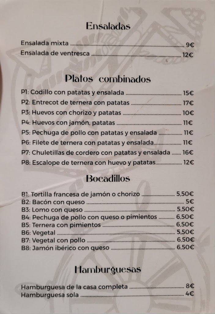 Bar Lamera — Carta