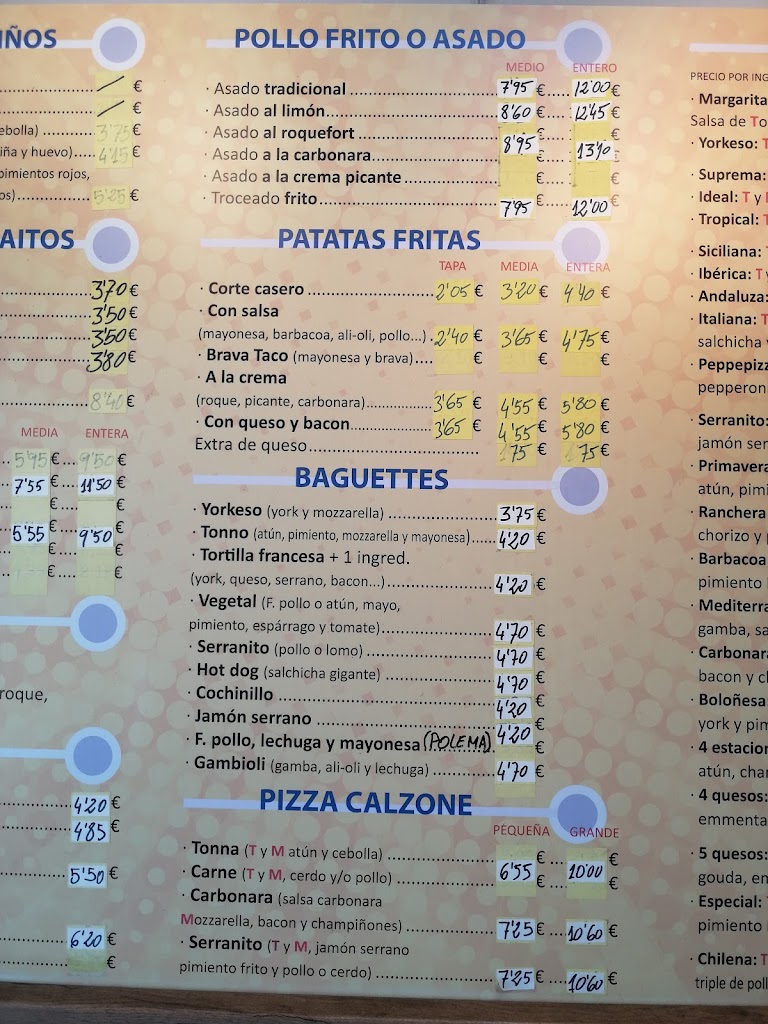 Pizzeria Pompello Carmona — Carta