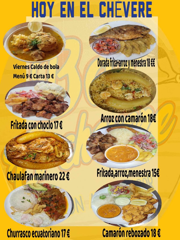 Bar chevere con amor y sabor  de martes a domingo — Carta