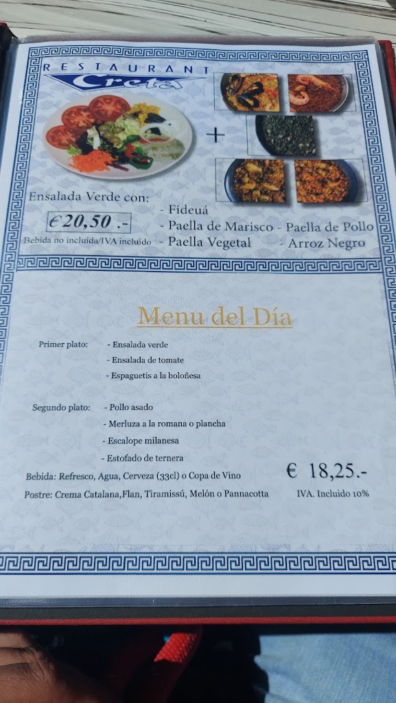 Restaurante Creta — Carta