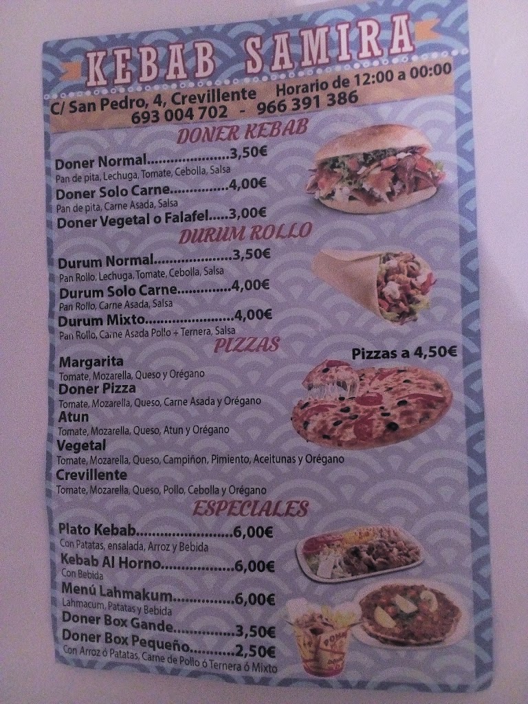 Kebab Samira — Carta