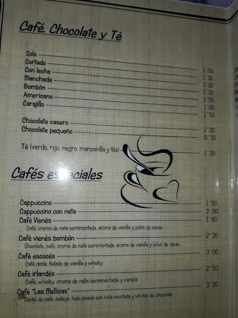 Cafeteria Las Mellizas — Carta