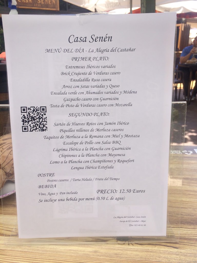 La Alegria del Castanar - Casa Senen — Carta