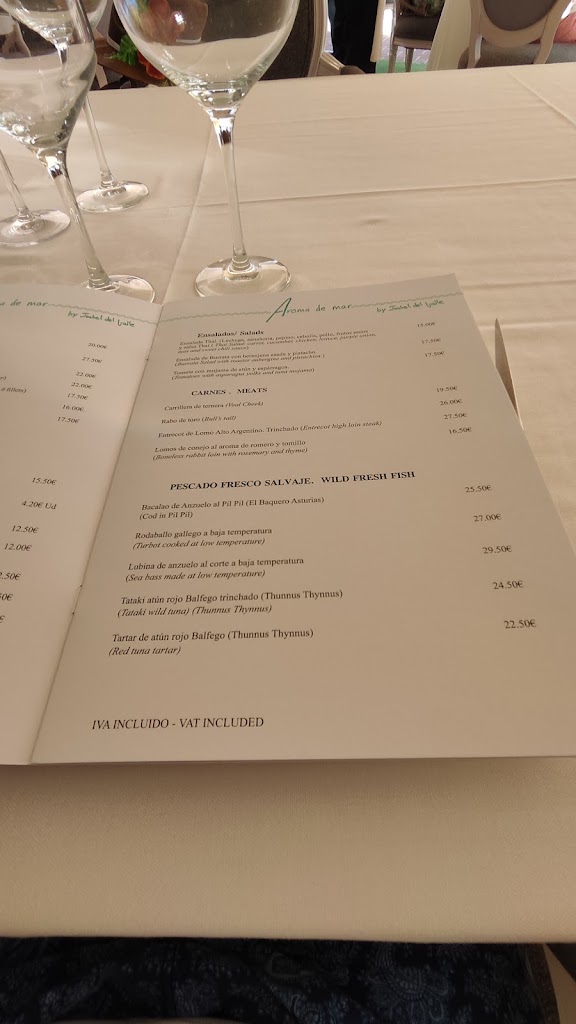 Restaurante Aroma de Mar Pucol — Carta
