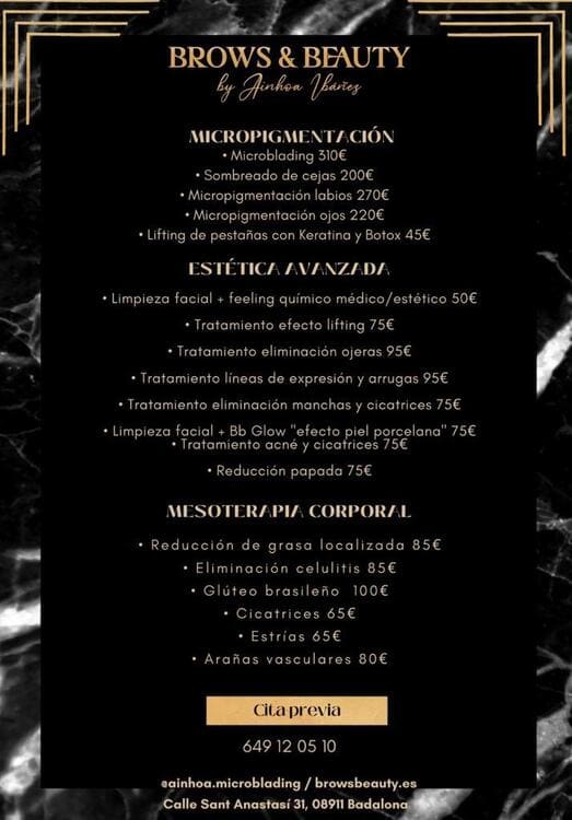 Brows & Beauty by Ainhoa Ibanez — Carta