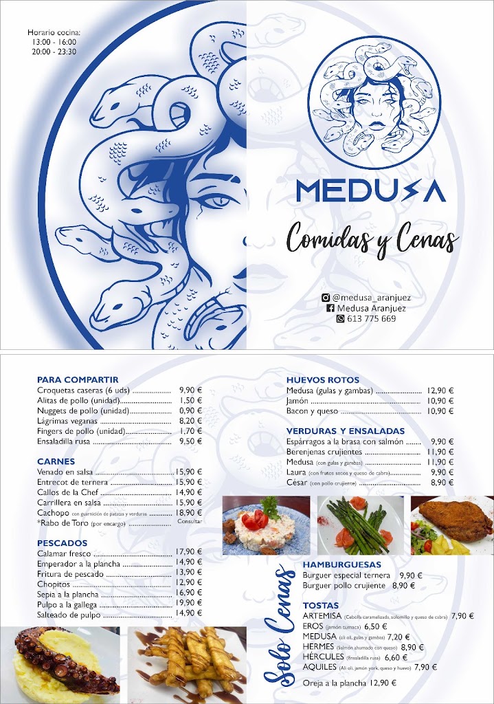 Restaurante cafeteria Medusa — Carta