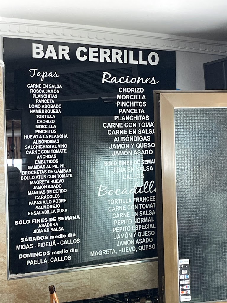 CAFE BAR CERRILLO — Carta