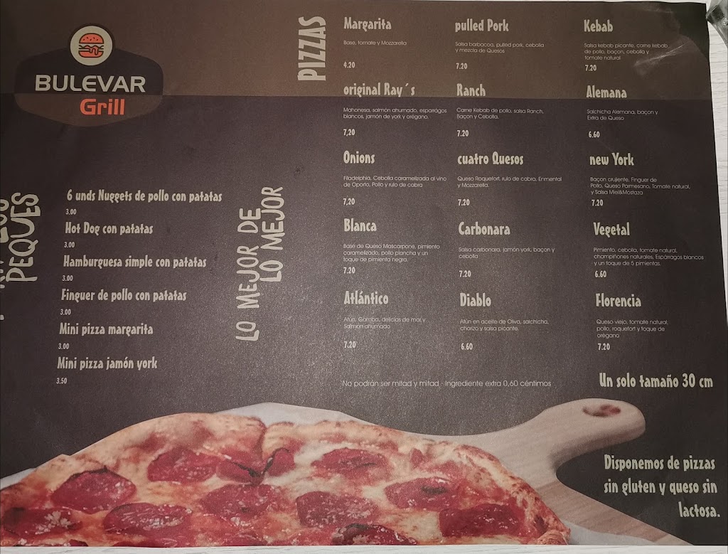 Pizzeria Bulevar — Carta