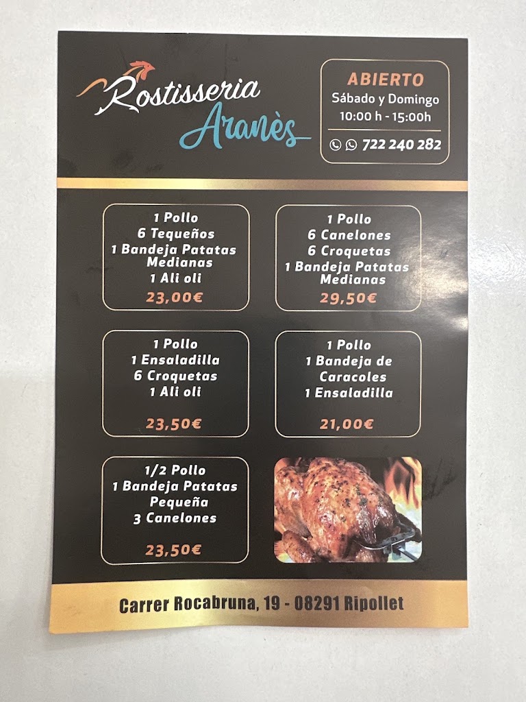 Rostisseria Aranes — Carta
