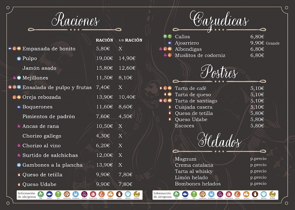 Bar Restaurante Mochuelo | Gastronomia Gallega en Pamplona — Carta