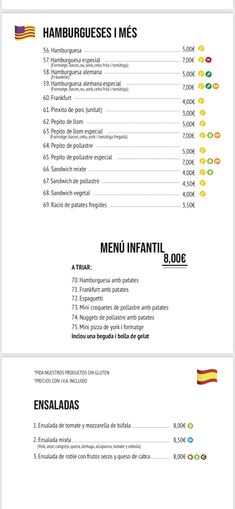 Pizzeria Can Joan — Carta