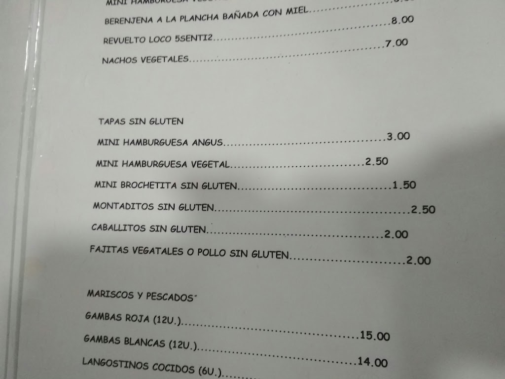 Restaurante 5senti2 — Carta