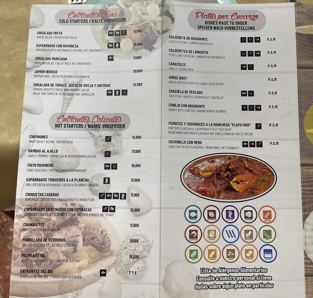 Restaurante Hoyo 10 — Carta