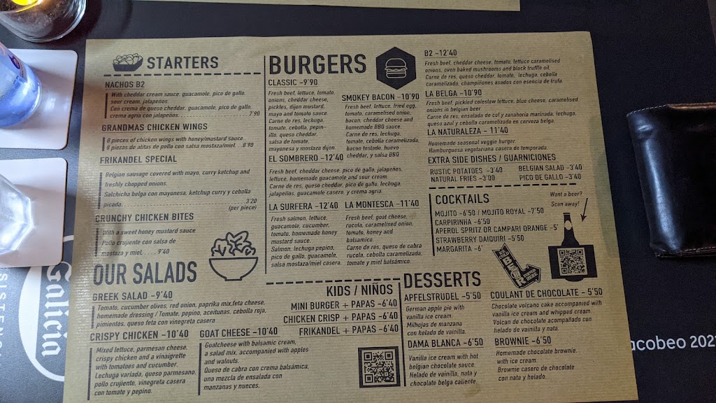 B2 burgerbar — Carta