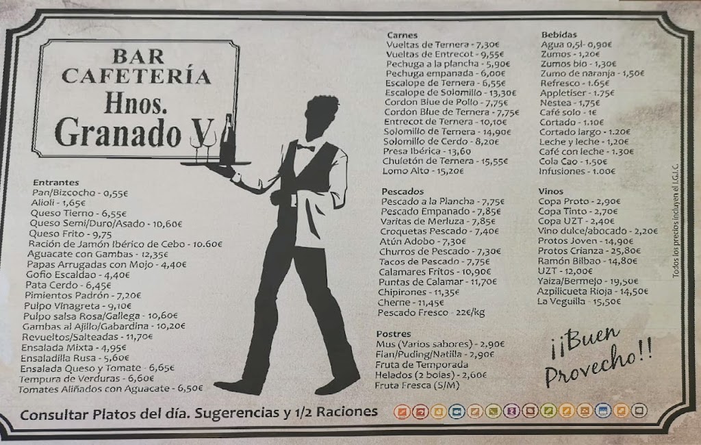 Cafeteria Hermanos Granado V — Carta