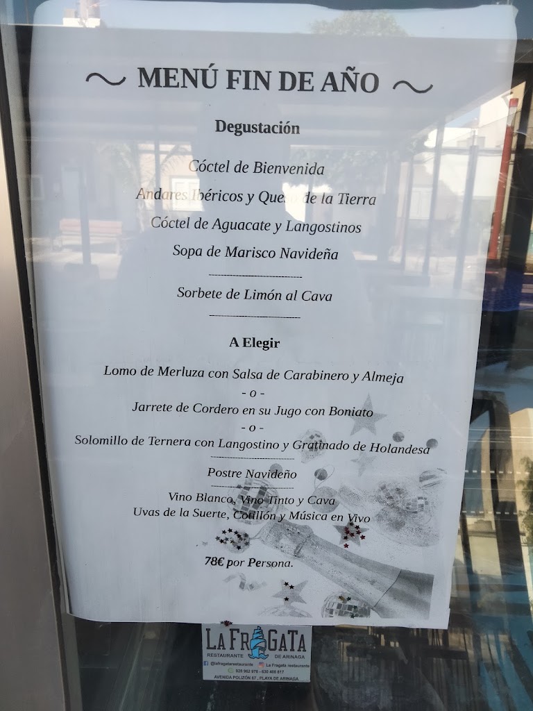 Restaurante La Fragata — Carta