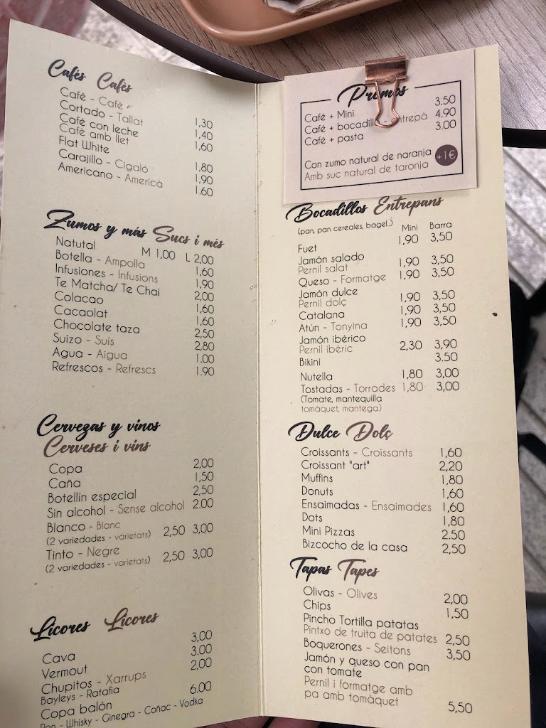 Cacau Cafe Blanes — Carta