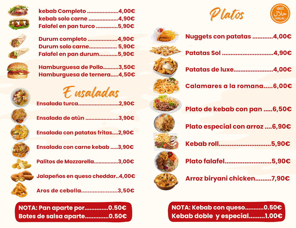 Kebab Reus | Sol Kebab | Hamburgueseria — Carta