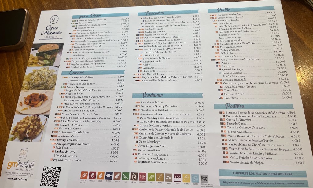 Restaurante Casa Manolo — Carta