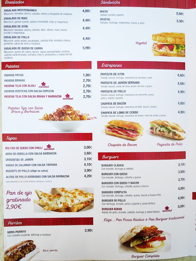 Servipizza Guardamar — Carta